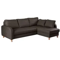 Ecksofa Compact Leder Braun Dunkelbraun