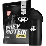 1kg Mammut Whey Protein Eiweißshake - Set inkl. Protein Shaker, Riegel, Powderbank oder Tasse (Vanilla Ice Cream, Gratis Mammut Shaker)