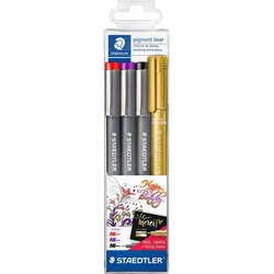 STAEDTLER Pigment liner & Metallic marker rot/violett/schwarz + gold