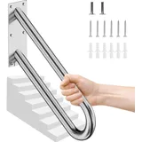 U-Förmiger Handlauf Edelstahl, Wandhalterung Handlauf Treppe 1–3 Stufen, Robuste rutschfeste Handläufe für Den Außenbereich, U-förmiger Sicherheitsgriff für Garage, Veranda, Garten, Innen und Außen