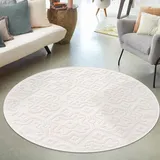 Paco Home - In- & Outdoor Teppich, Terrasse U. Balkon, Wetterfest Modern Geometrische Muster 200 Cm Rund, Grau 3