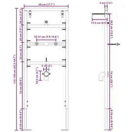 vidaXL Badezimmer Wandstütze Blau 50 x 3 x 112 cm