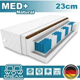 9 Zonen Matratze MED+ Natural 90 x 190 x 23 cm Taschenfederkern | Rollmatratze mit waschbarem Bezug und Kokosmatte I H3 / H4