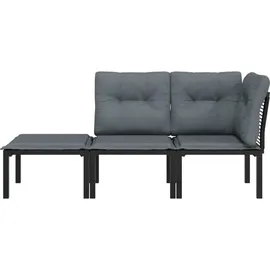 vidaXL Garten-Lounge-Set 3-tlg. schwarz/grau