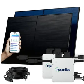 sunniva Balkonkraftwerk Full Black Bifazial 1000 W inkl. 2 x 400 W Wechselrichter + 2 x 500 W Solarmodule