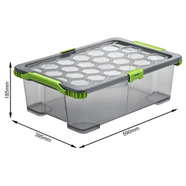 Rotho Aufbewahrungsbox 59,0 x 39,5 x 18,5 cm 3-tlg. grau/transparent