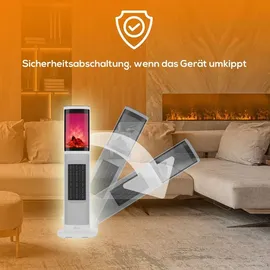 Tronitechnik TroniTechnik® Turmheizer Keramikelement, Heizgerät Flammeneffekt, Oszillation 2000W Weiss