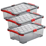 Rotho Evo Total Protection Aufbewahrungsbox 59,0 x 39,5 x 18,5 cm 3-tlg. rot