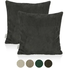 lycce 2er Set Kissenbezug aus trendigem Cordstoff (50 x 50 cm)