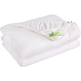 franknatur 4-Jahreszeitenbett Melina, Füllung: 100% Schurwolle, Bezug: 100% Baumwolle, Bettdecke mit Merino-Wolle und Baumwolle weiß 200 cm x 200 cm