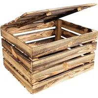 Creative Deco Große Holzkiste mit Deckel Vintage | 50x40x30