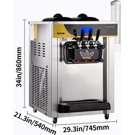 Vevor Kommerzielle Softeismaschine 2200 W 22-30 L/Std. 3 Geschmack mit LCD-Display Eiscrememaschine Speiseeismaschine