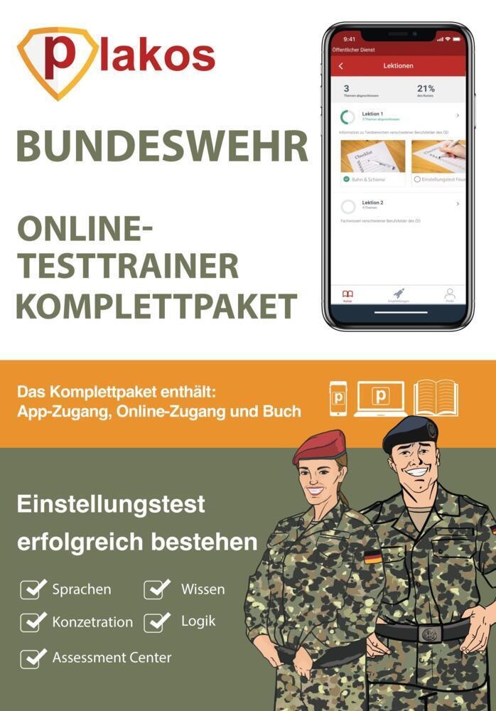 Bundeswehr Einstellungstest Vorbereitung  Online Testtrainer Komplettpaket  Gebunden