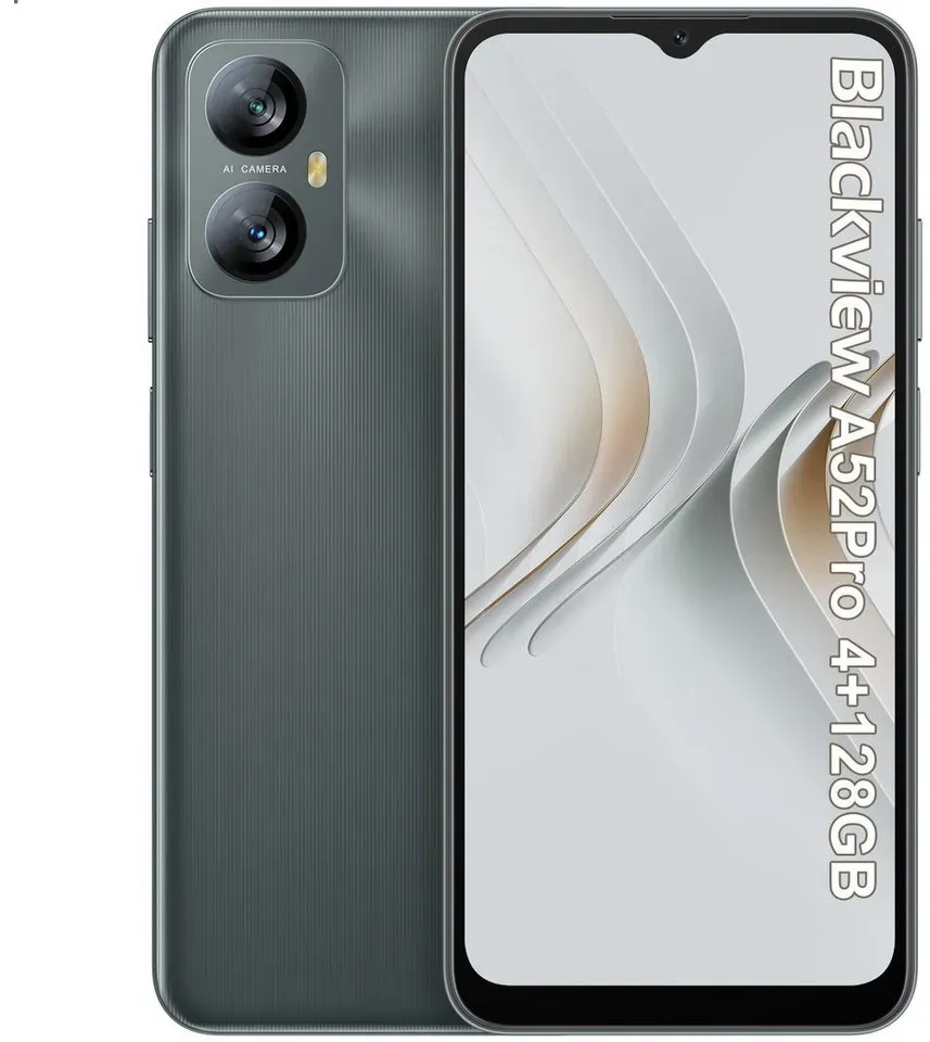 blackview A52Pro(4+128) Smartphone (6.5 Zoll, 128 GB Speicherplatz, 13 MP Kamera, Fingerabdruck, Dual SIM 4G, Android 13) schwarz