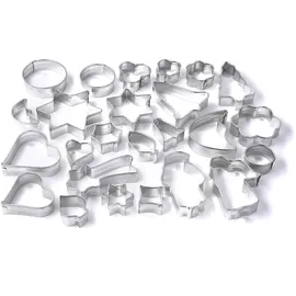 Zenker 25er Ausstecher-Set, Patisserie, Ausstecher für Plätzchen, Kekse und Fondant, Ausstechformen in unterschiedlichen Größen und vielfältigen Motiven, Menge: 1 x 25er-Set, Farbe: silber