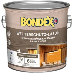 BONDEX Wetterschutz-Lasur für Aussen, Holz-Schutz, UV-Schutz, seidenmatt, Eiche Hell, 2,5 l