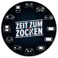 Speecheese Zeit zum Zocken Verschiedene Controller Wanduhr aus Glas