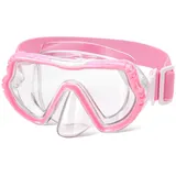 Newofview Taucherbrille Kinder,Rosa Schwimmbrille mit Elastische Gummiband Panorama Nasenschutz Tauchmaske für Wassersport Schnorcheln Jungen und Mädchen