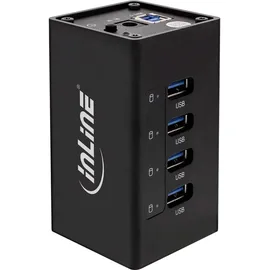 InLine USB 3.0 Hub, 4 Port, Aluminiumgehäuse, schwarz, mit 2,5A Netzteil