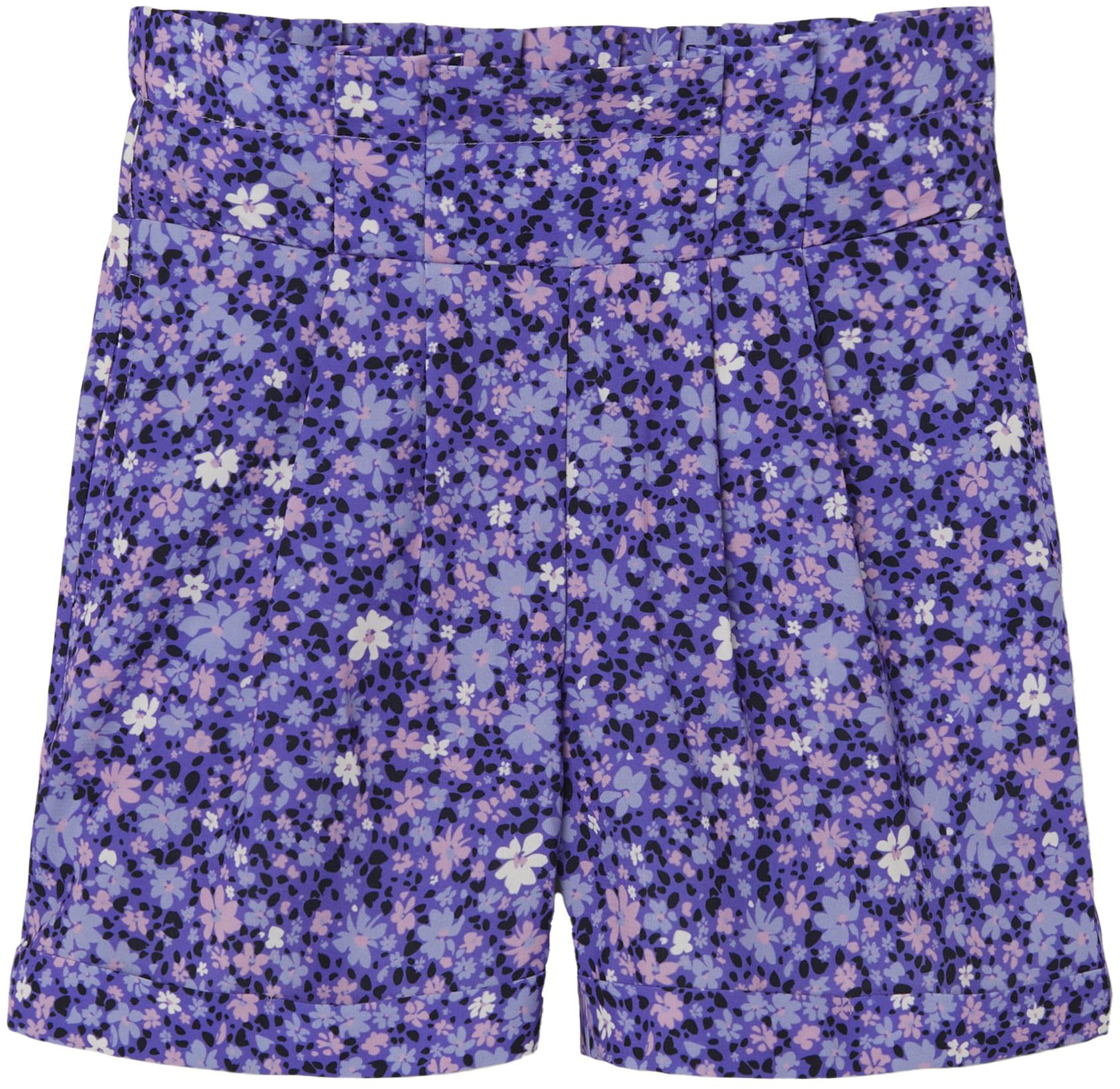 name it - Paperbag-Shorts NKFFANN geblümt in purple opulence, Gr.164