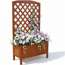 MuCoLa Blumenkasten mit Rankgitter 60 x 30 cm Braun