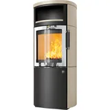 Kaminofen HARK 44-5.8 GT FlameKat Raumluftunabhängig 8 kW - Ofenkacheln: creme - Korpus: graphit/verchromt