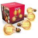 innr Zigbee E27 Smart Lampe, funktioniert mit Alexa und Hue* (Bridge erforderlich), Filament LED Glühbirne, Warmweiß, Dimmbar, Smart Home Lampe, 550lm, 4-Pack