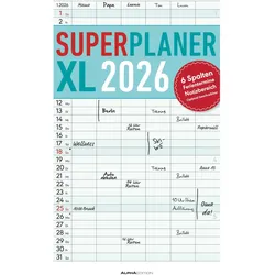 Superplaner XL 6 Spalten - Kalender 2026