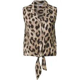 STREET ONE Blusentop mit Bowling-Kragen und Knoten Beige 34
