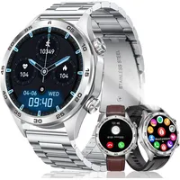 Smartwatch Herren Bluetooth Anruf Fitnessuhr Puls Blutdruck SpO2 100+ Sportmodi IP67 wasserdicht 1,52 Zoll HD Touchscreen mit 3 Armbändern - Schwarz