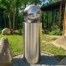 könige hausdeko gmbh Kugelbrunnen Ø25cm mit LED auf zylindrischen Edelstahl Eimer H60cm