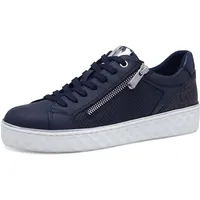 Marco Tozzi Damen Sneaker flach mit Reißverschluss Vegan, Blau (Navy Comb), 38 EU