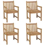 vidaXL Gartenstühle 4 Stk. mit Cremeweißen Kissen Massivholz Teak