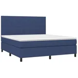 vidaXL Boxspringbett mit Matratze & LED Blau 160x200 cm Stoff