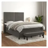 vidaXL Boxspringbett mit Matratze Dunkelgrau 140x200 cm Samt