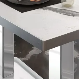 GGM Möbel Bistrotisch 120 x 70 x 75 cm Weiß Marmor/Edelstahl