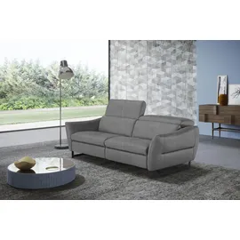 Egoitaliano "Dafne, elegantes Designsofa mit hohem Sitzkomfort", wahlw. mit elektrischer Relaxfunktion, Kopfteile manuell verstellbar grau