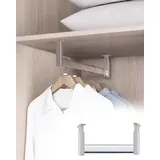 Kleiderstange Schrank Kleiderstangen zur Montage Oben zum Aufhängen Von Kleidung, Kleiderbügel Unter Dem Schrank für Das Home-Office, Höhenverstellbare Kleiderstangenhalterung, Tragfähigkeit 110 Lbs(W