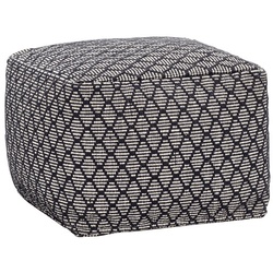 Hübsch schwarz-weißer Pouf mit Ethno Muster 45x45x35cm
