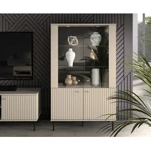 Lomadox - Vitrinenschrank SALOU-131 in kaschmir matt, B/H/T ca. 92/151/40 cm