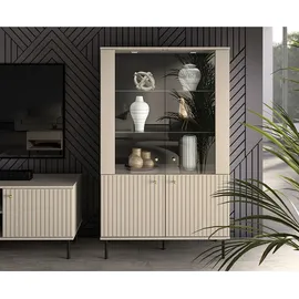 Lomadox - Vitrinenschrank SALOU-131 in kaschmir matt, B/H/T ca. 92/151/40 cm