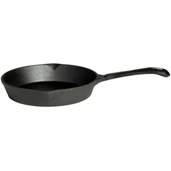 Gusspfanne mit Stiel Grillpfanne Gusseisen Feuerpfanne D: 25cm Servierpfanne