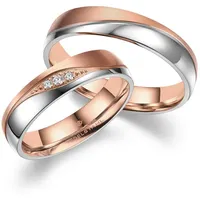MARRYA Verlobungsring Edelstahl Ringe Trauringe Eheringe Partnerringe rosa|silberfarben 76
