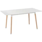 Beliani Esstisch Weiß 120/150 x 80 cm rechteckig ausziehbare Tischplatte Helle Buchenholzbeine für 6 Personen modern schlicht für Esszimmer Küche - Gr.: onesize