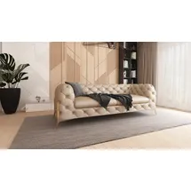 s-style möbel CHESTERFIELD-SOFA 3-Sitzer Vertex Beige Samt