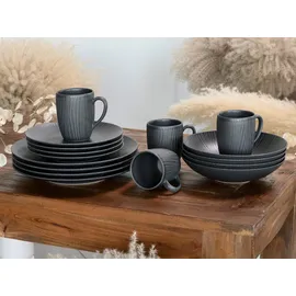 CreaTable Vesuvio Kombiservice 16-tlg. für 4 Personen schwarz