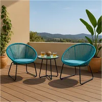 Hti-Living Modernes Terrassenmöbel Set 3-tlg. Blau