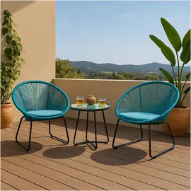 Hti-Living Modernes Terrassenmöbel Set 3-tlg. Blau