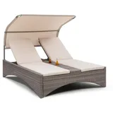 Blumfeldt Eremitage Double Lounger Sonnenliege 200 x 160 x 156 cm taupe inkl. Sonnendach