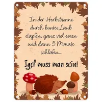 Speecheese Winterschlaf Herbst Metallschild in 15x20 cm mit Spruch